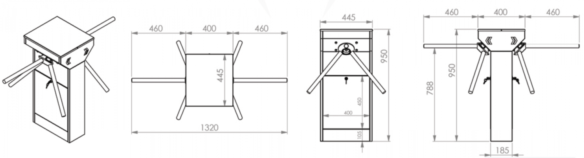BO-CRB100 Double RAL Colour wymiary wano
