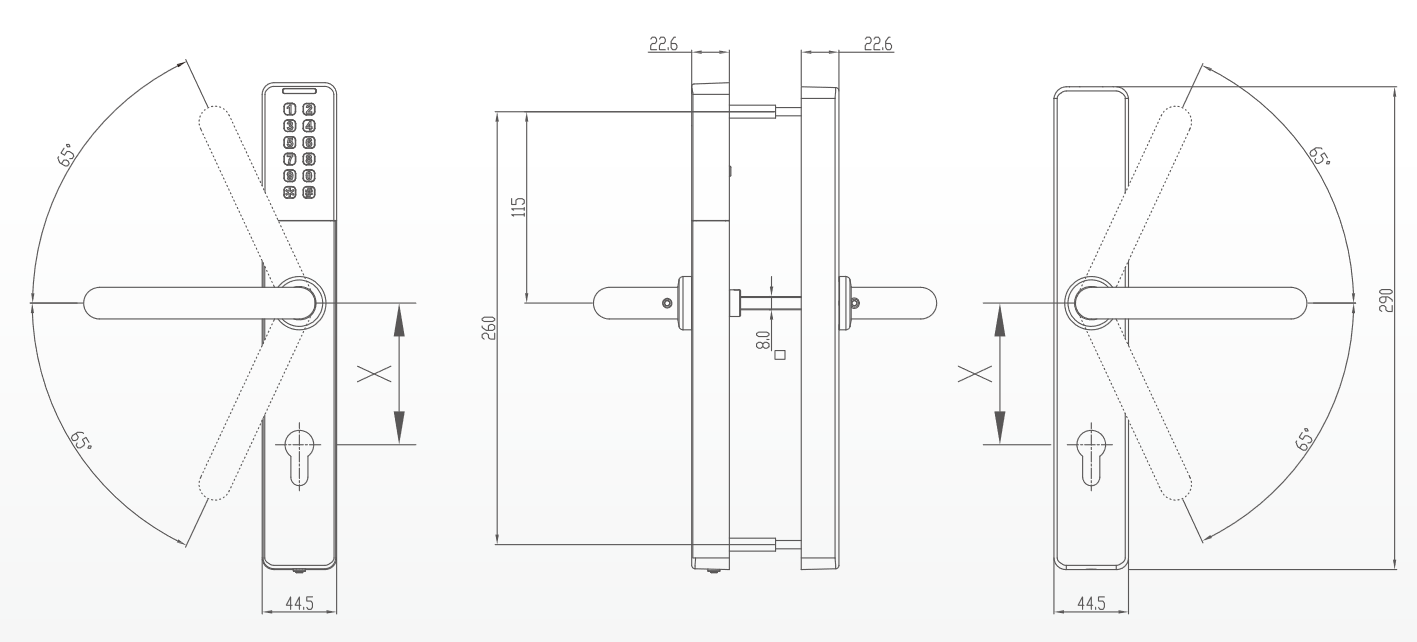 E-Handle EXLH-EP21 dimensions wano